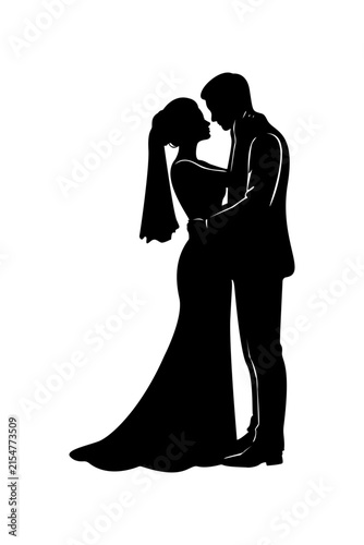 silhouettes of a couple wedding illustration stock vector images