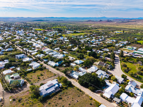 Aerial view of small Karoo town in South Africa, Prince Albert