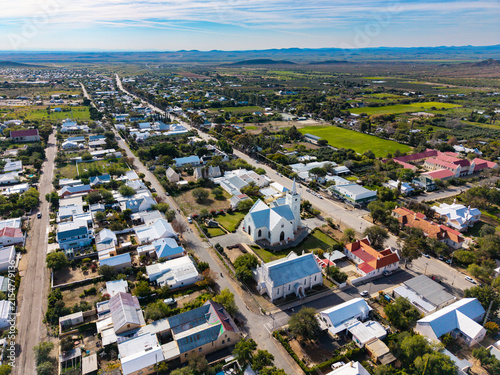 Aerial view of small Karoo town in South Africa, Prince Albert