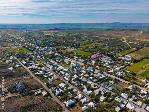 Aerial view of small Karoo town in South Africa, Prince Albert