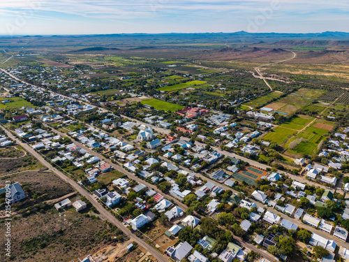 Aerial view of small Karoo town in South Africa, Prince Albert
