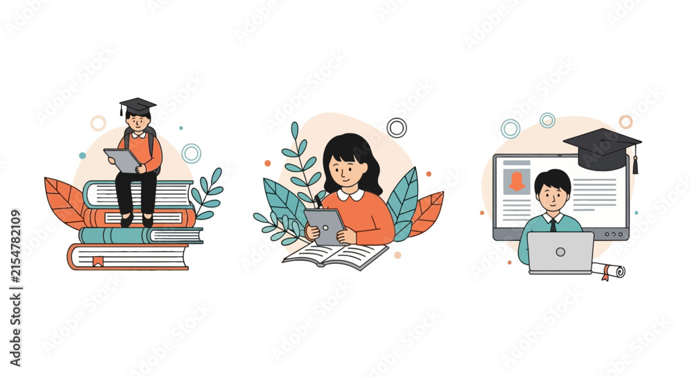 Fototapeta premium Students studying with books.