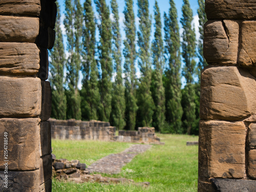 Entrance door Monk Bretton Priory medieval ruins in Yorkshire