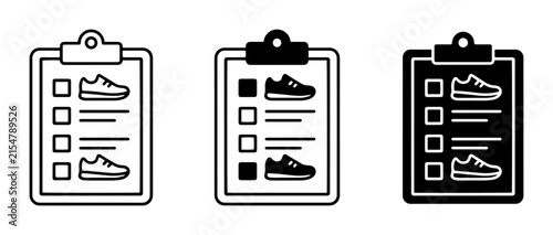 Sneaker Checklist Icons, Shoe Shopping List, Footwear Selection Icons