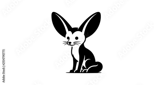 Fennec fox silhouette icon sitting down.