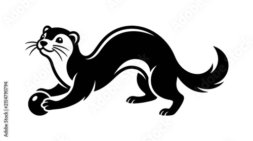 Ferret playing with a ball silhouette icon.