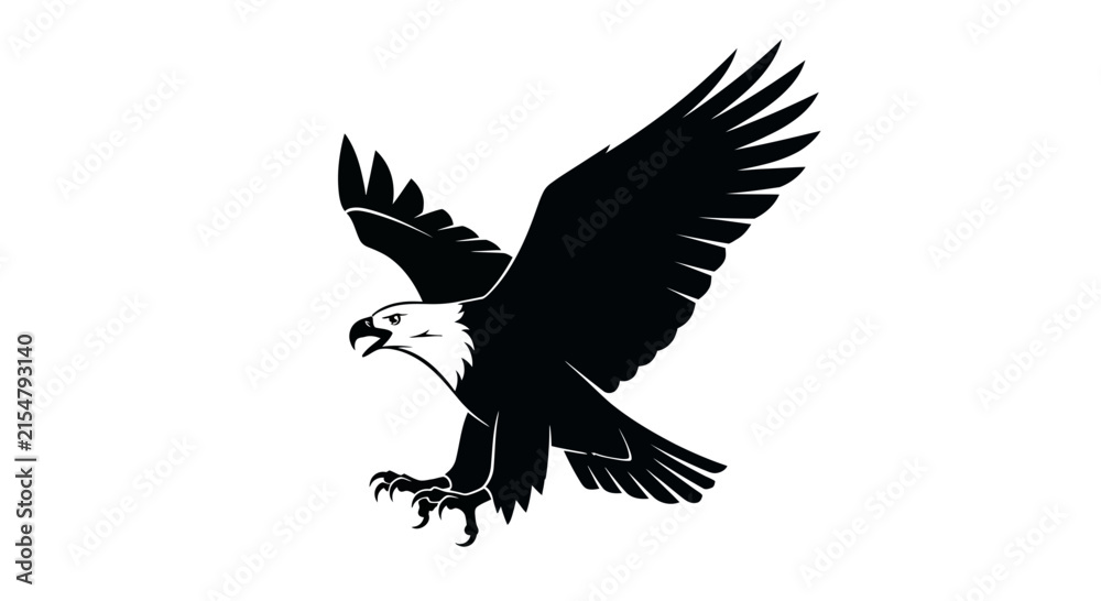 Fototapeta premium Majestic Bald Eagle Silhouette in Flight, Symbol of Freedom and Power