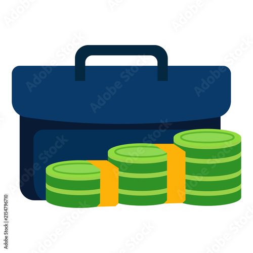 Suitcase Full of Money and Colorful Casino Chips Isolated for Gambling Betting Risk Wealth and Gaming Concept