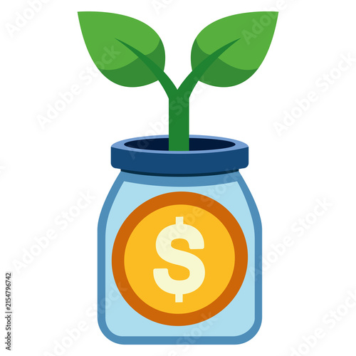 Green Plant Growing from Gold Coins for Business Finance Investment Wealth and Financial Growth Concept