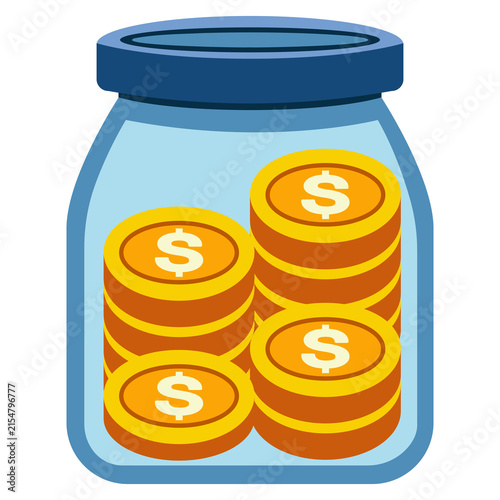 Illustration of Gold Coins in a Glass Jar