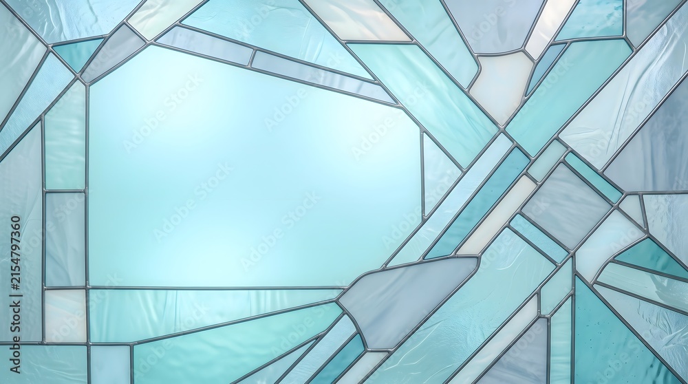 Obraz premium Arctic Aqua Abstract Stained Glass Background with Spacious Geometric Composition