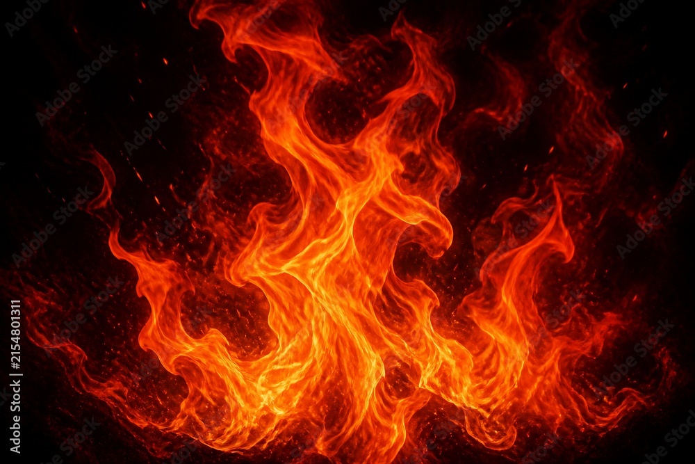 Fototapeta premium Flames roaring and twisting over dark textured background