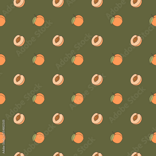 Seamless pattern with peaches
