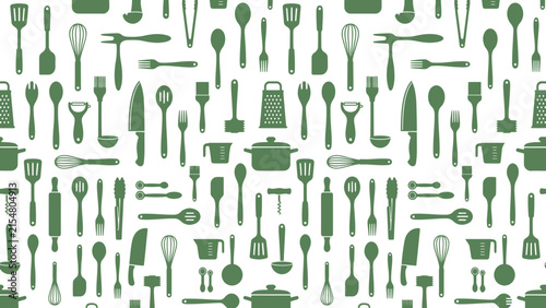 Kitchen Utensils Cooking Tools Seamless Pattern
