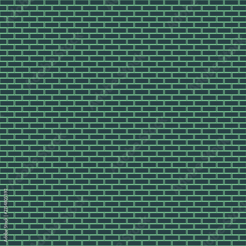 Dark Green Brick Wall Seamless Pattern Vector Illustration – Modern Geometric Tile Background
