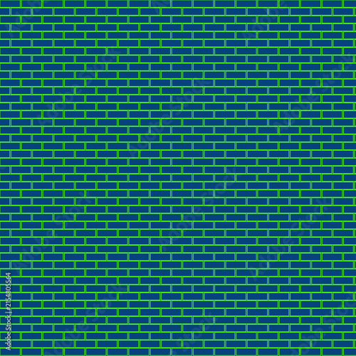 Blue and Green Brick Wall Seamless Pattern Vector Illustration – Modern Geometric Tile Background