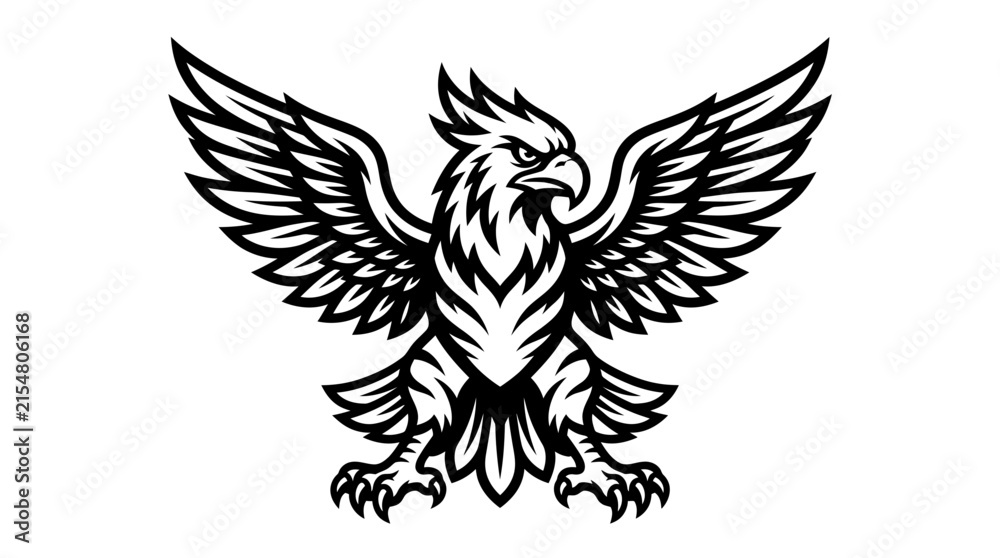 Fototapeta premium Powerful Majestic Eagle Mascot Logo Version 3 with Spread Wings and Sharp Talons Vector Illustration