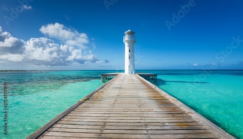 pier and lighthouse on the tropical beach of bayahibe coastal beach in saona island cruise dominican republic