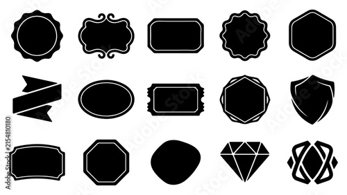 A comprehensive collection of diverse geometric shapes labels frames emblems badges and decorative elements for professional graphic design and marketing projects