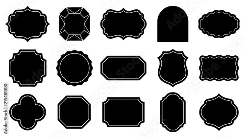 A comprehensive collection of fifteen decorative vintage frames and classic badge shapes isolated on a clean white background for graphic design