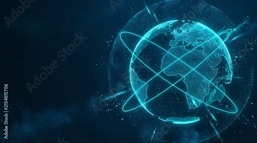 Holographic Globe with Digital Data Orbits and Network Connections