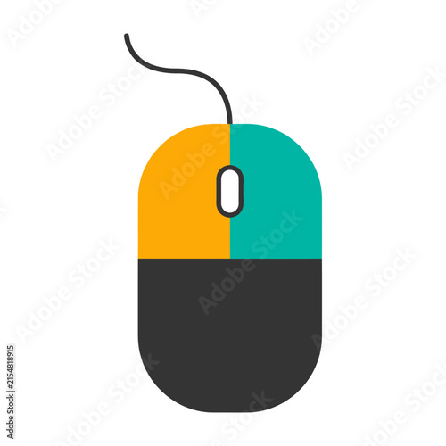 фотографія Colorful Computer Mouse Icon With Wire On White Background
