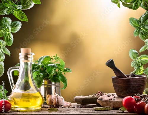 art cooking banner background italian herbs for home recipe