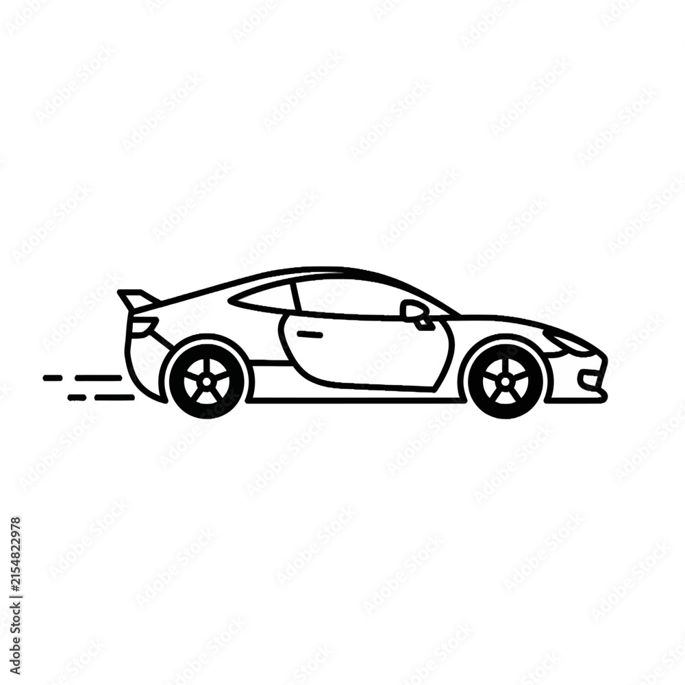 Naklejka premium Minimalist Outline Illustration of a Fast Sports Car