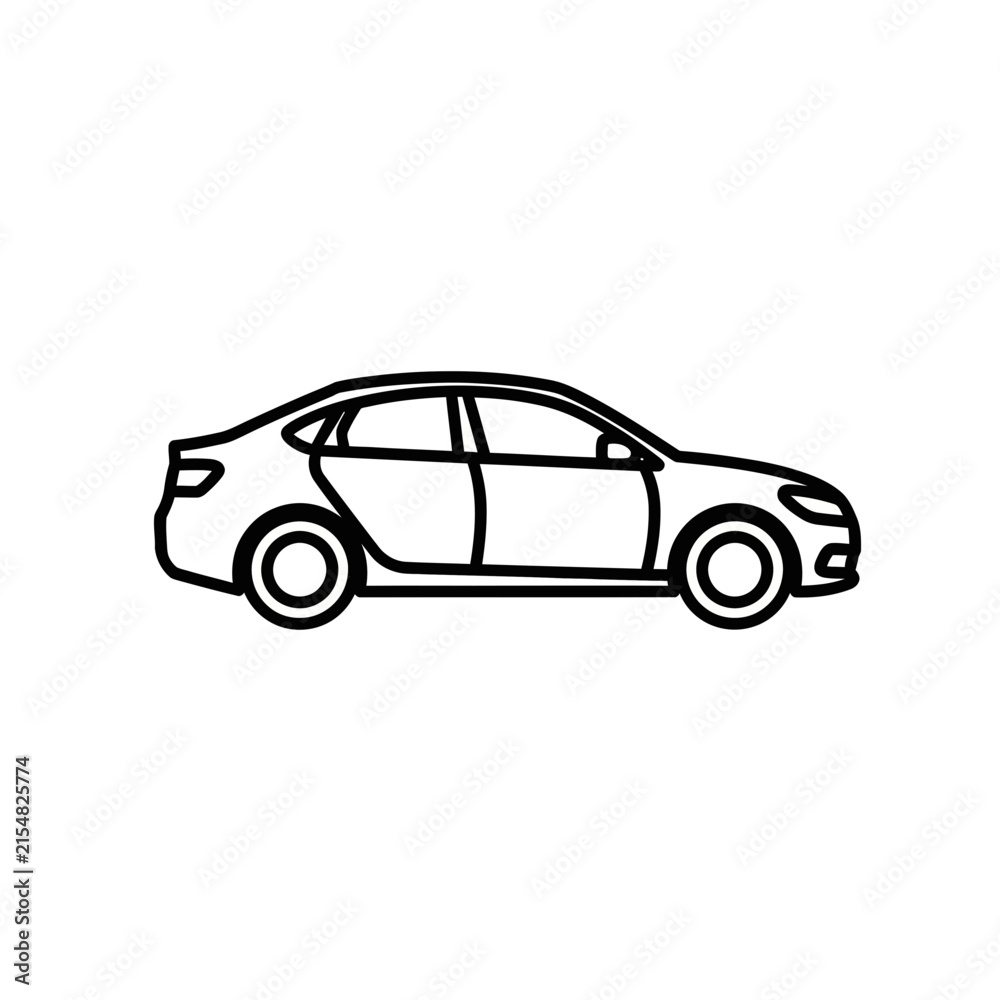 Fototapeta premium Minimalist Sedan Car Line Icon Vector Illustration