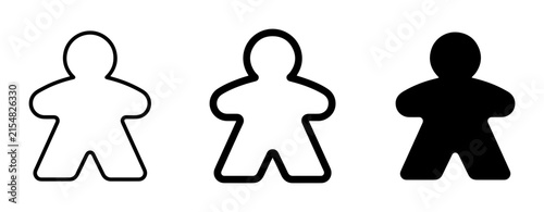 Meeple Icons, Board Game Pieces, Player Tokens, White and Black Silhouettes