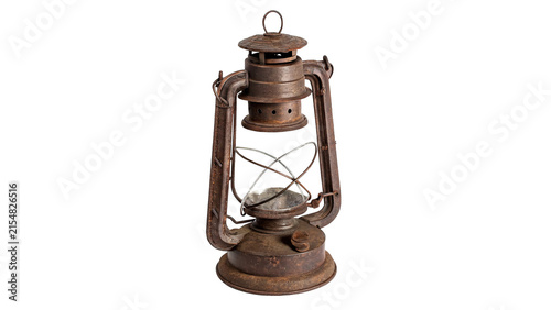 Fotografie Vintage antique bronze kerosene lamp lantern oil light source device asset isola