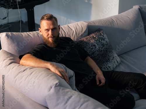 Confident man portrait at home 