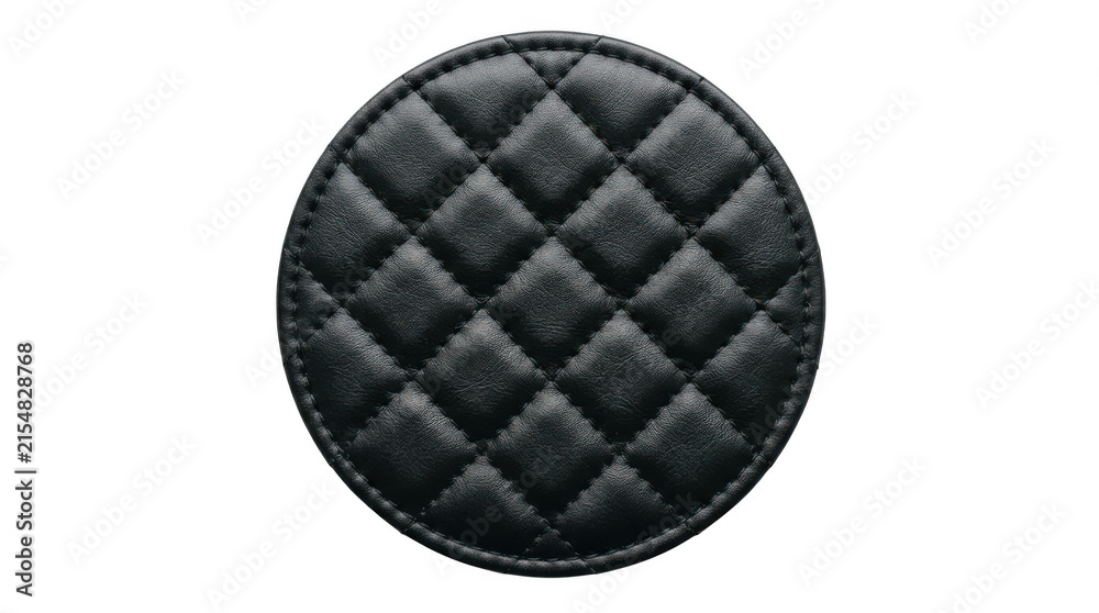 Naklejka premium Black quilted leather coaster isolated on transparent background