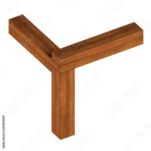 Foto Pinned Open Mortise and Tenon Joint in Oak Wood