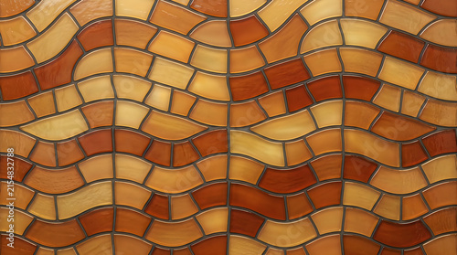 Wavy mosaic pattern with warm earth tones in natural light