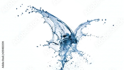 Water splash wings shape isolated on white background photo for banner