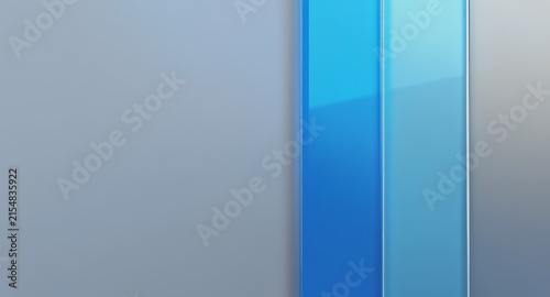 Vertical abstract composition of glossy blue and light blue rectangular panels with reflections on a grey background keywords: abstract, blue, light blue, glossy