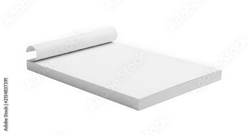 Open blank white hardcover notebook with spiral binding on transparent background for design mockups