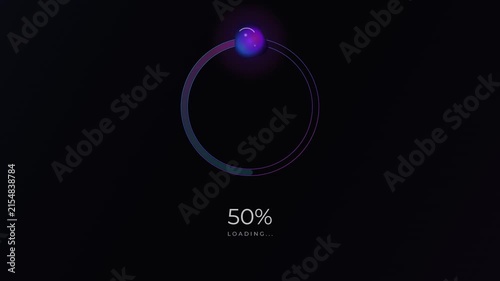 Abstract loading progress bar with glowing orb moving in a circle