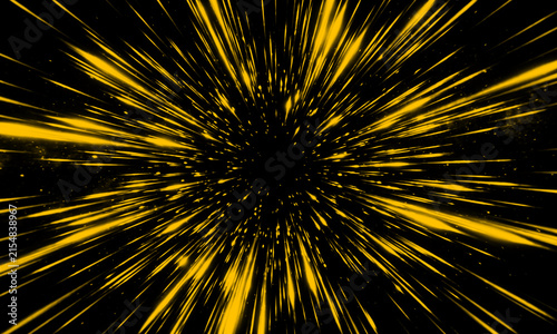 Фотография Abstract background with yellow light streaks representing high speed or hypersp
