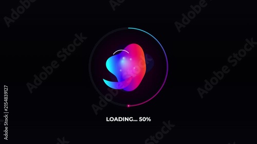 Colorful Abstract Circular Loading Animation Progress Bar on Black