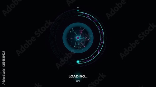 Futuristic Digital Loading Progress Bar with Circular HUD Interface