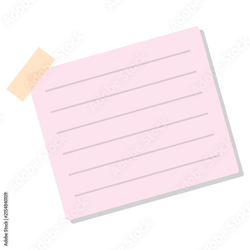 Photography Pale pink sticky note with lines and tape isolated on a transparent  background