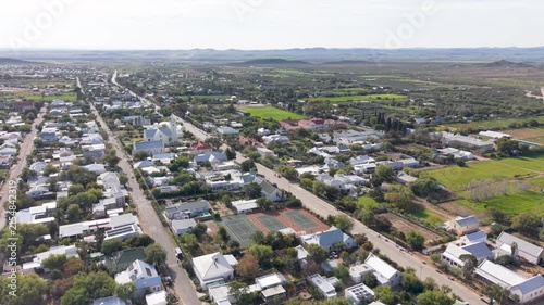 Aerial view of small Karoo town in South Africa, Prince Albert