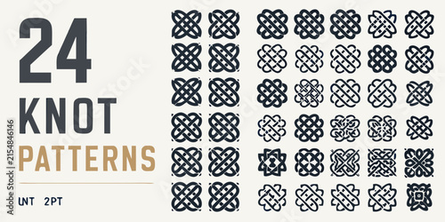 Celtic knot patterns collection black vector illustrations on a light background
