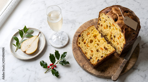 Italian Panettone Christmas Dessert with Prosecco