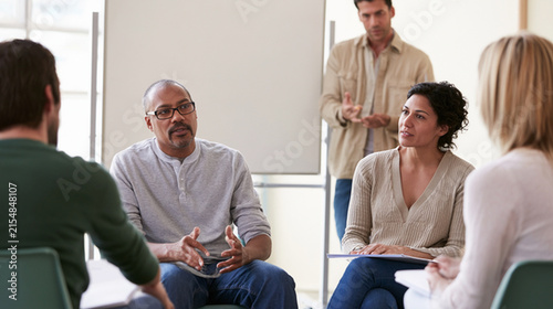 Adult Learners Participating in Group Discussion