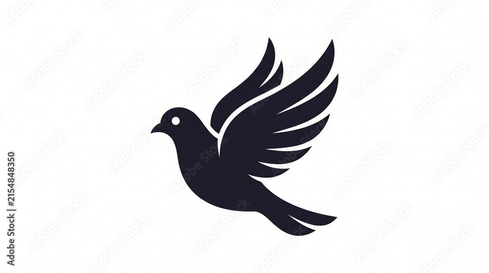 Fototapeta premium Black Bird Flying Icon Design Element for Peace Logo