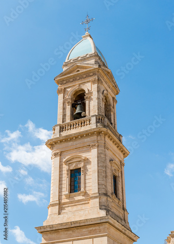 Bell tower of the Basilica of Santissima Annunziata in Ispica, province of Ragusa, Sicily, Italy.