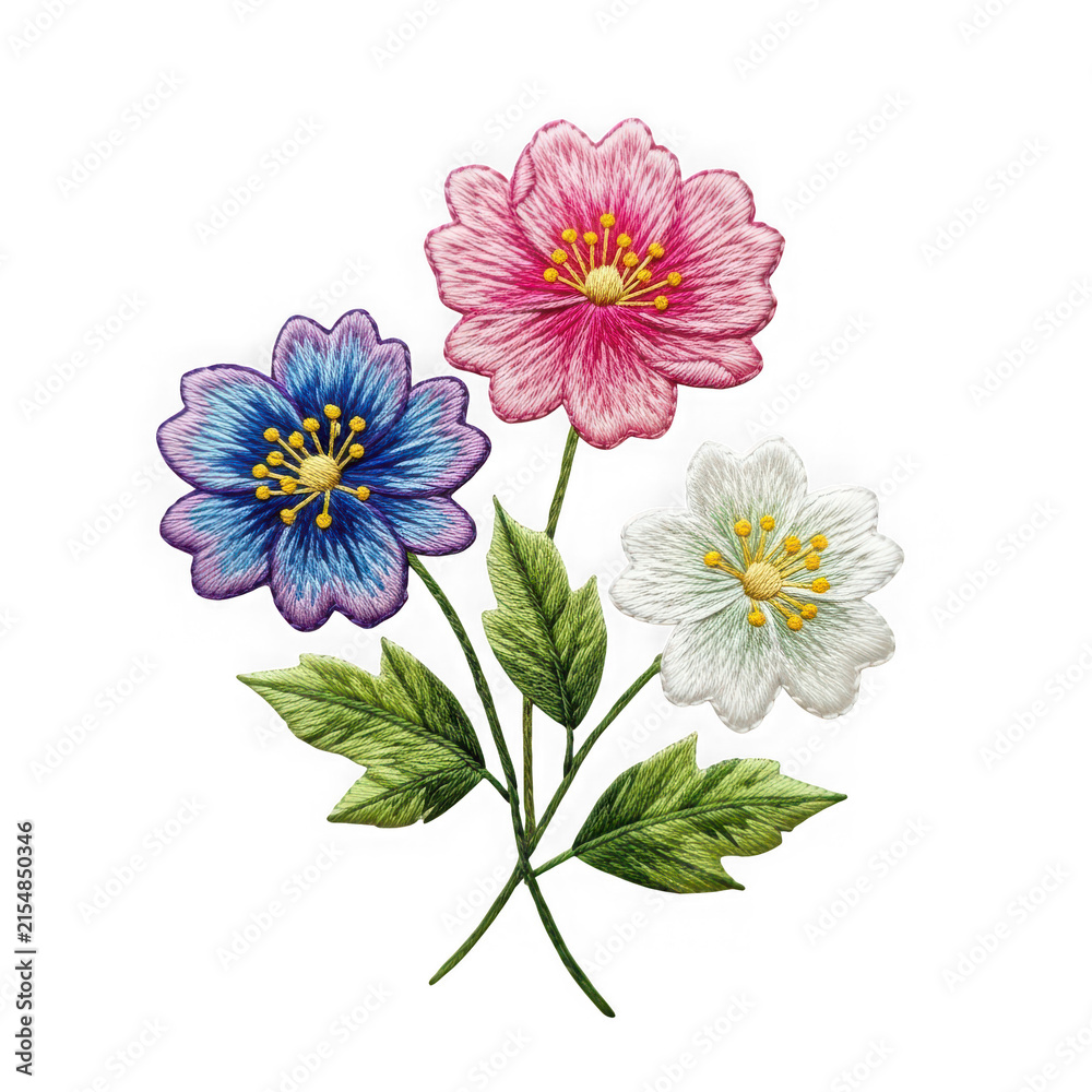 Obraz premium Colorful flowers bouquet with green leaves